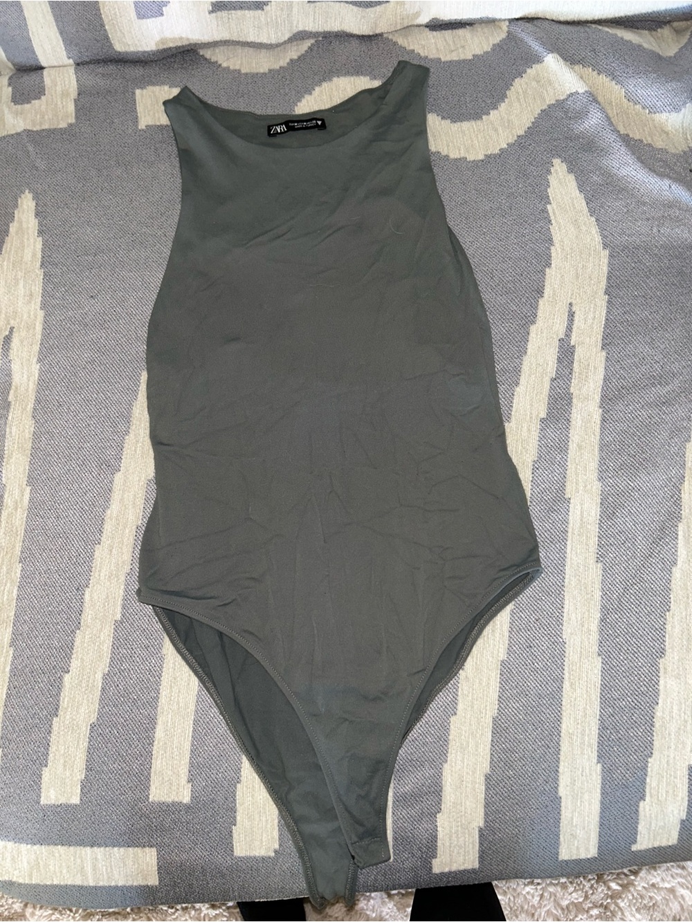Zara Olive Green Sleeveless Bodysuit